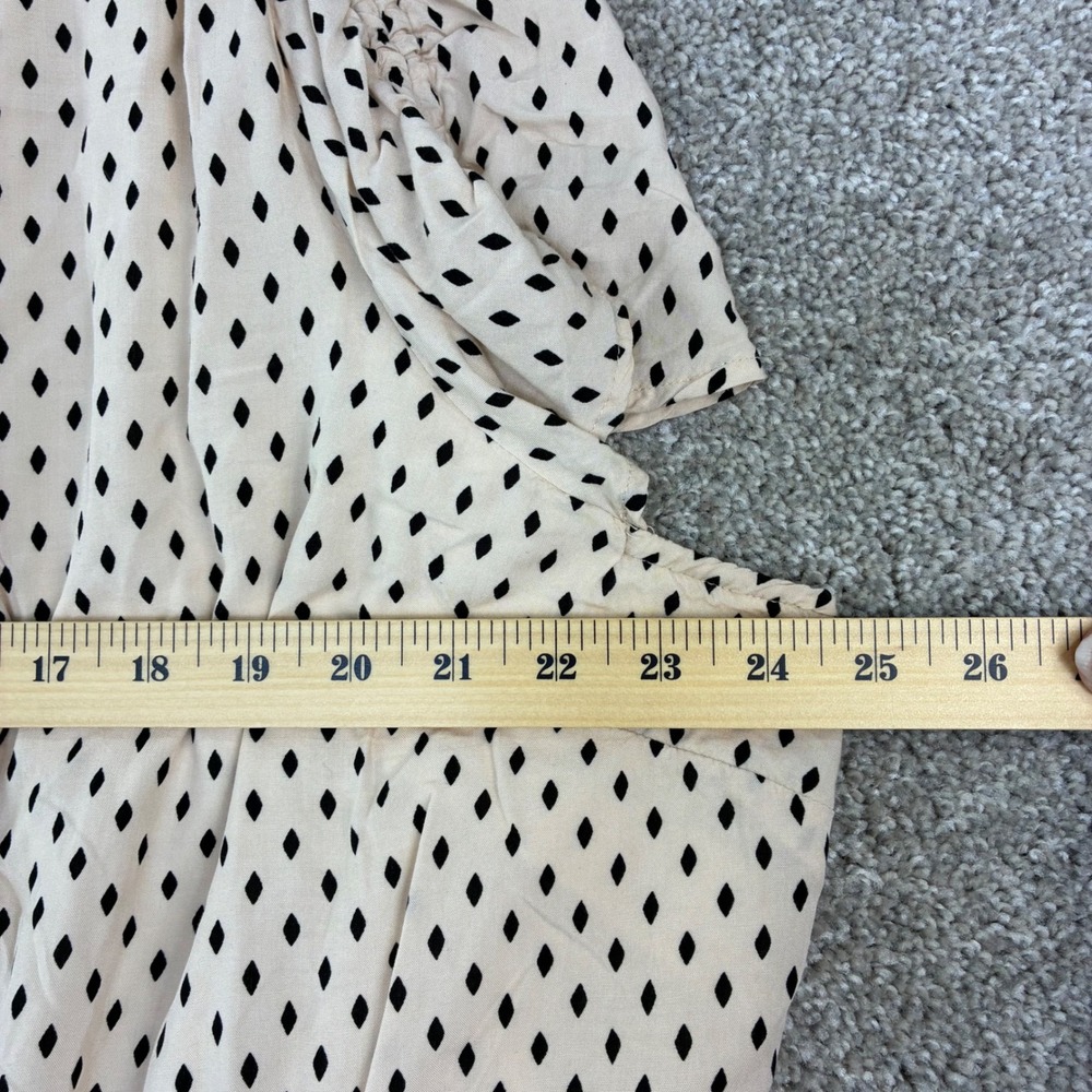 Lane Bryant Dress Womens Plus Cream Black Diamond Polka Dot Button Front V-Neck - Picture 5 of 10